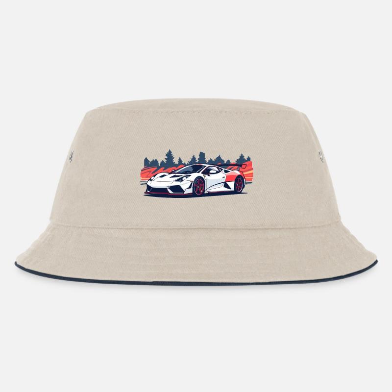 Supercar de course avec un accent rouge - Bob Enfant - blanc cassé/bleu marine
