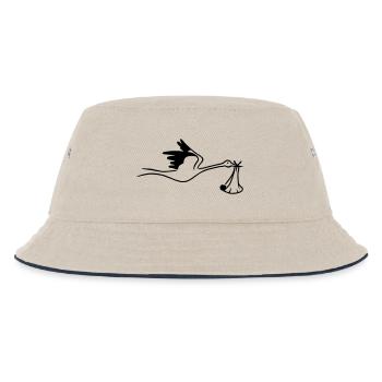 Stork with Baby - Kids’ Bucket Hat - ecru/navy - Front