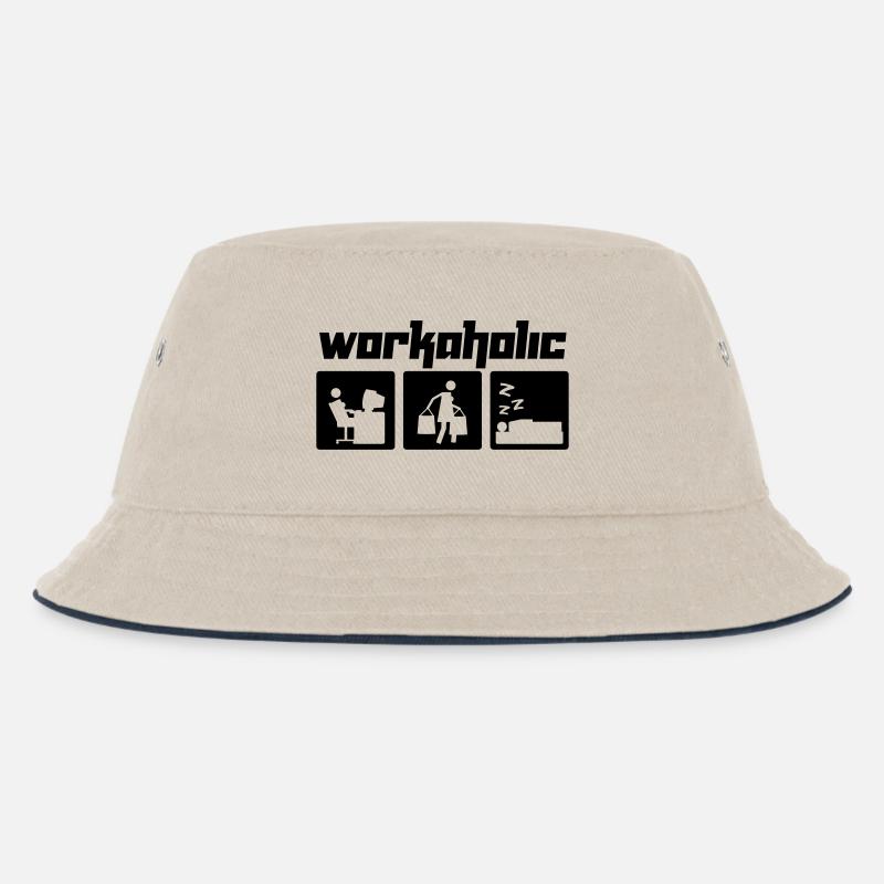 Workaholic (Vektor) - Kinder Bucket Hat - Natur/Navy