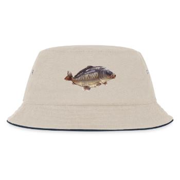 Mirror Carp Fishing Design Realistic Angler  - Kids’ Bucket Hat - ecru/navy - Front