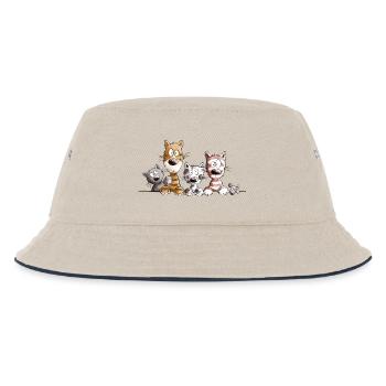 Happy Katzen I Katzenfreunde Geschenk - Kinder Bucket Hat - Natur/Navy - Vorne