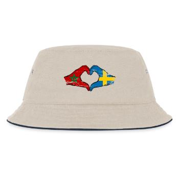 Morocco Sweden Flag Hand Shape Heart Shape Used - Kids’ Bucket Hat - ecru/navy - Front
