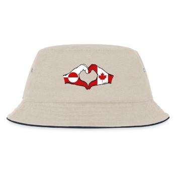 Grönland Kanada Flagge Hände Herzform - Kinder Bucket Hat - Natur/Navy - Vorne