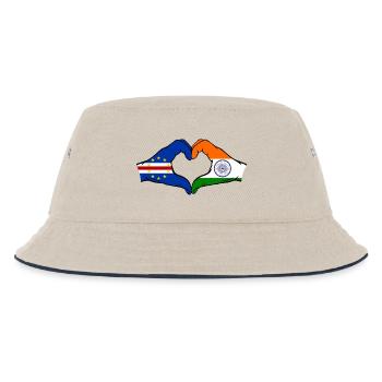 Kap Verde Indien Flagge Hände Herzform - Kinder Bucket Hat - Natur/Navy - Vorne