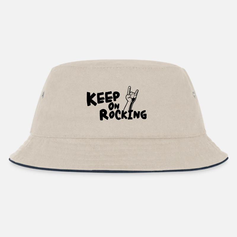KEEP ON ROCKING !!!!!!! - Kinder Bucket Hat - Natur/Navy