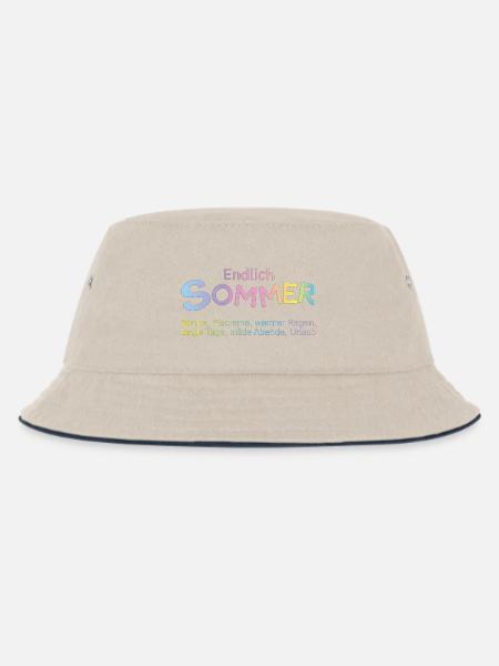 Endlich Sommer: Pastellfarben - Kinder Bucket Hat - Natur/Navy