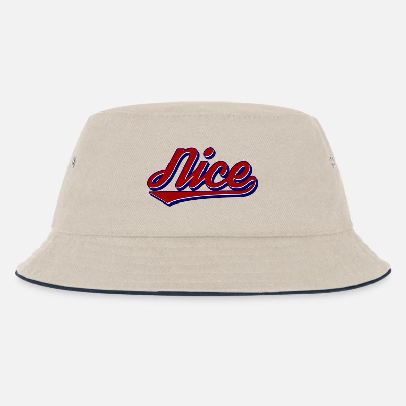 Nice Script Retro Logo Stil - Kinder Bucket Hat - Natur/Navy