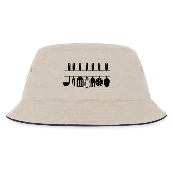 Ausschnitt für eigene Text-Küchenutensilien - Kinder Bucket Hat - Natur/Navy - Vorne