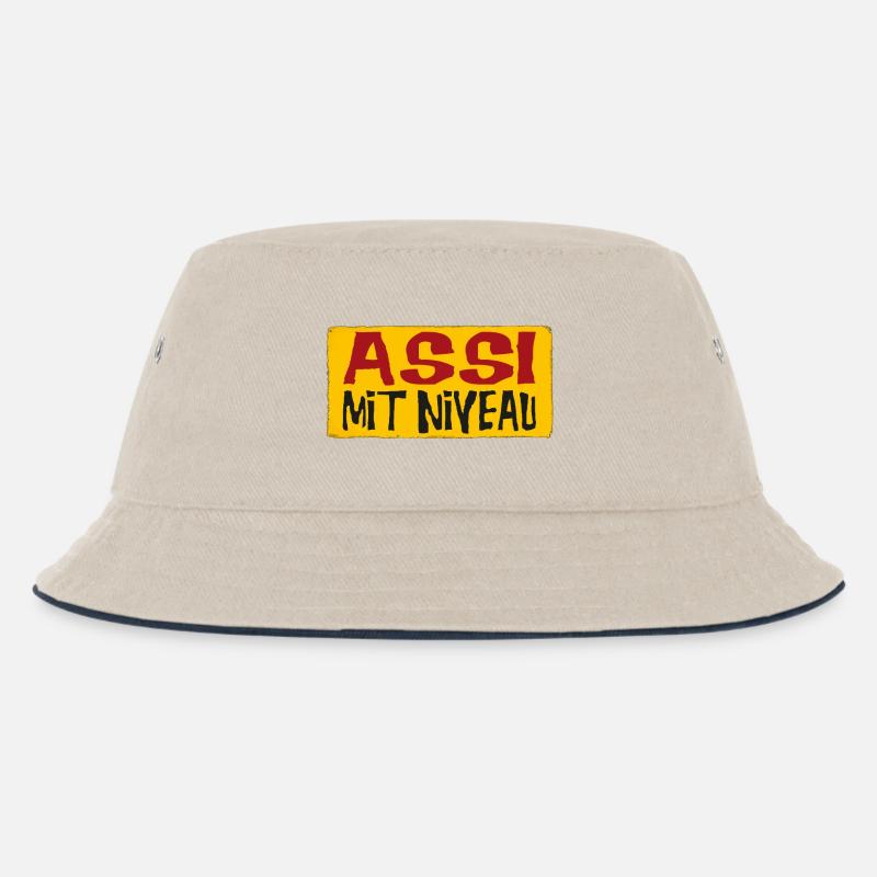 Assi Mit Niveau - Kinder Bucket Hat - Natur/Navy