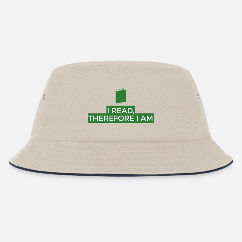 Ich lese, also bin ich Buchphilosophie - Kinder Bucket Hat - Natur/Navy