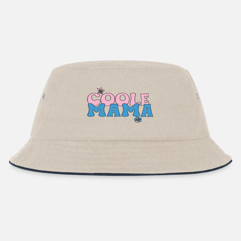 Coole Mama  - Kinder Bucket Hat - Natur/Navy
