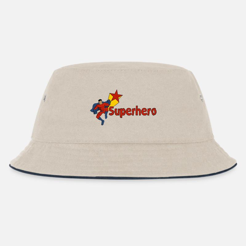 Superheld - Kinder Bucket Hat - Natur/Navy