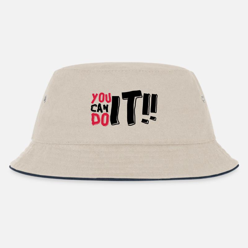 du kannst es schaffen - Kinder Bucket Hat - Natur/Navy