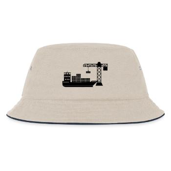 Seecontainerboot mit Kranentladung - Kinder Bucket Hat - Natur/Navy - Vorne