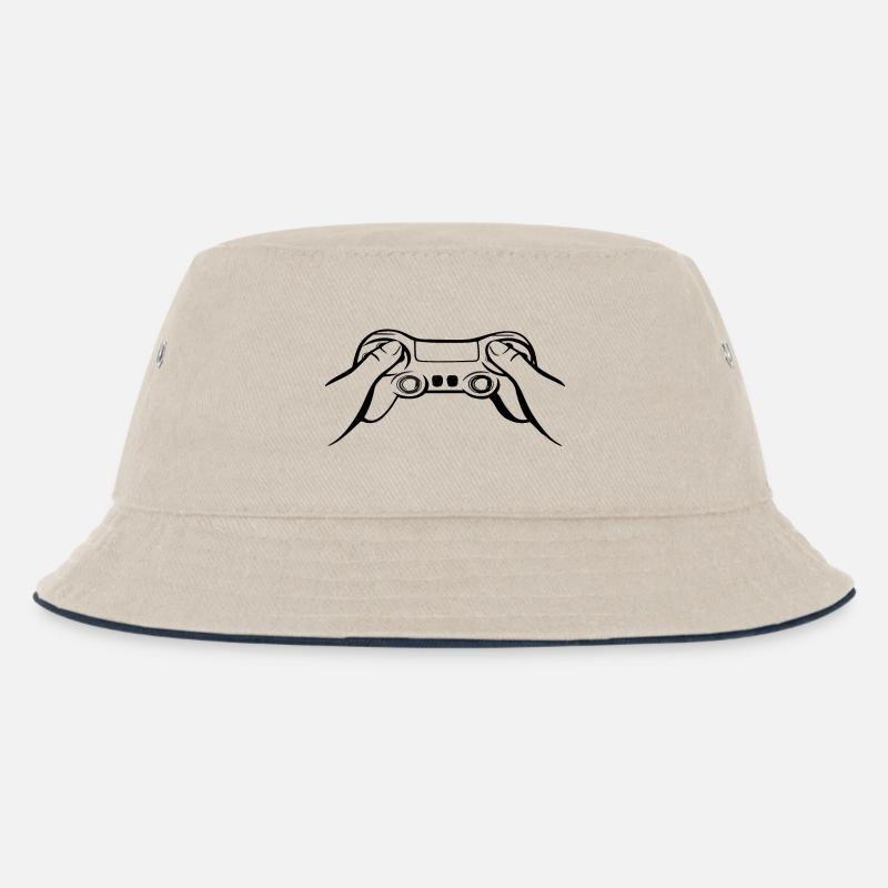 Gamecontroller schwarz - Kinder Bucket Hat - Natur/Navy