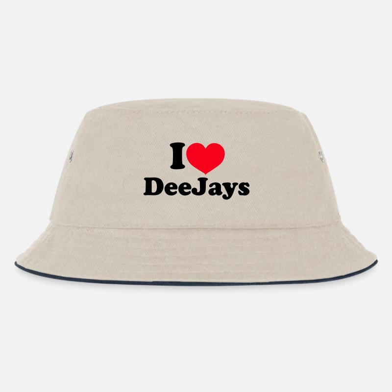 I Love DeeJays - Kinder Bucket Hat - Natur/Navy