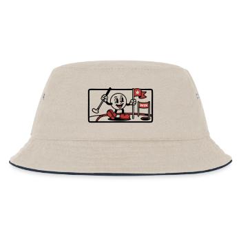 Minigolf Retro Cartoon Golfball JGA Team - Kinder Bucket Hat - Natur/Navy - Vorne