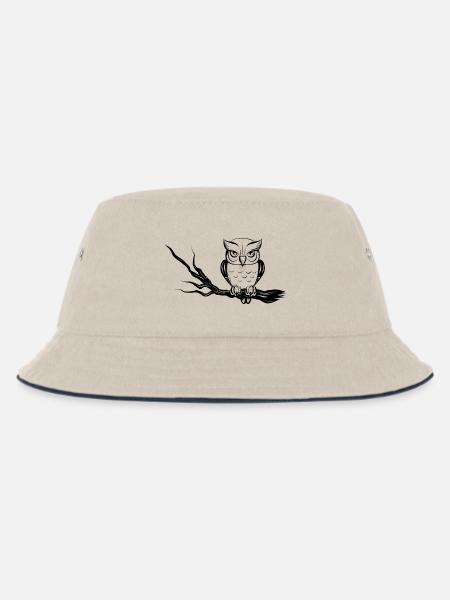 Eule - Kinder Bucket Hat - Natur/Navy