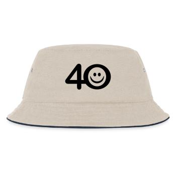 Zum Vierzigsten: 40 mit Lächel-Emoticon - Kinder Bucket Hat - Natur/Navy - Vorne
