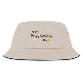 Birthday. HAPPY BIRTHDAY. Happy birthday. - Kids’ Bucket Hat - ecru/navy - Front