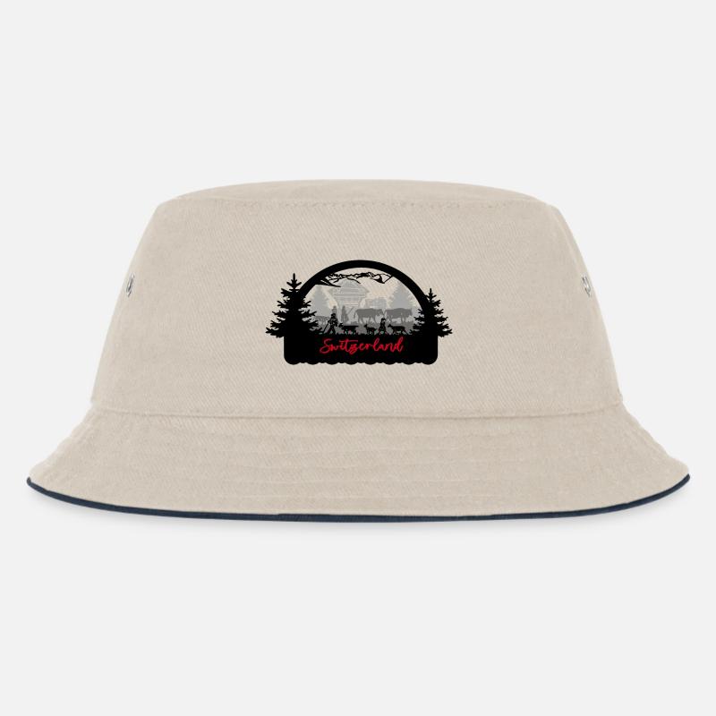 Switzerland Scherenschnitt - Kinder Bucket Hat - Natur/Navy