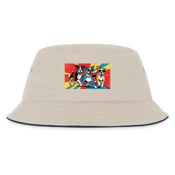 Funny Dogs "Playtime" - Kinder Bucket Hat - Natur/Navy - Vorne