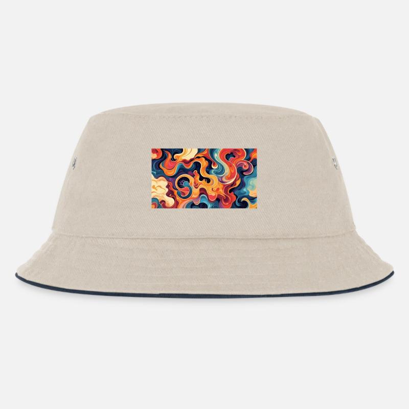 Vibrant Fluid Abstract Artwork - Kids’ Bucket Hat - ecru/navy