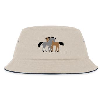2 Horses Team Pony Foal Couple In Love Friends - Kids’ Bucket Hat - ecru/navy - Front