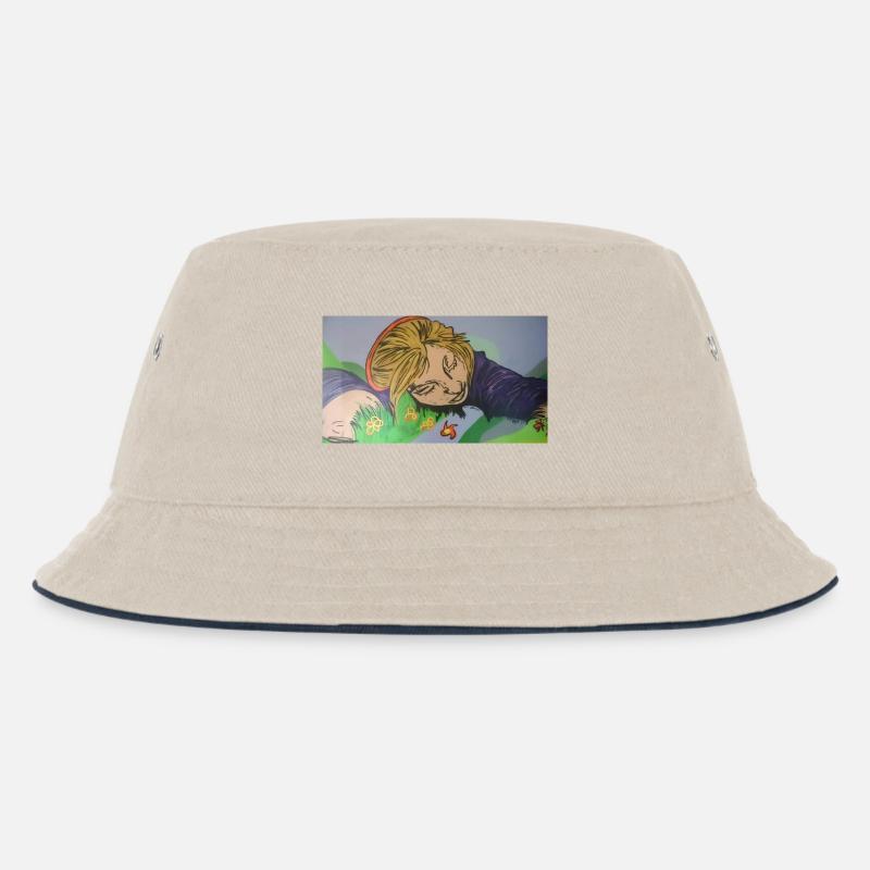 Träumendes Mädchen - Kinder Bucket Hat - Natur/Navy