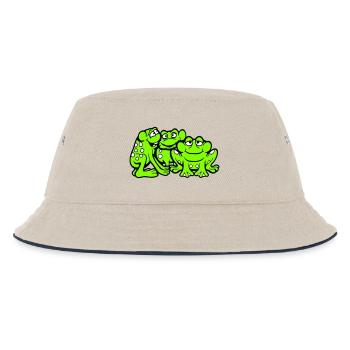 3 Frösche Team Kröte Freunde Cool Crew Lustig süß - Kinder Bucket Hat - Natur/Navy - Vorne