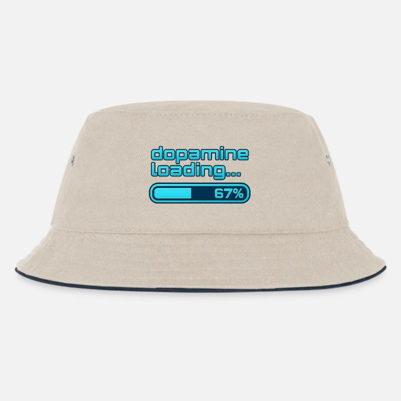 Dopamine Loading Neon Bar - Kids’ Bucket Hat - ecru/navy