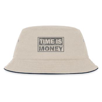 Zeit ist Geld: Text mit zwei Zeilen - Kinder Bucket Hat - Natur/Navy - Vorne