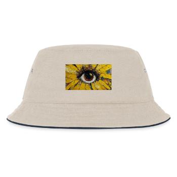 Sonnenblume - Sonnenauge Malerei - Kinder Bucket Hat - Natur/Navy - Vorne