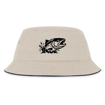 Springender Fisch Angeln Angelverein Raubfisch - Kinder Bucket Hat - Natur/Navy - Vorne