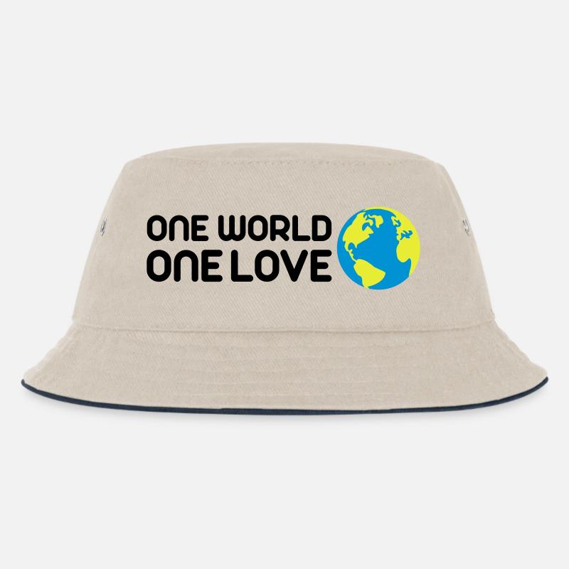 One World One Love - Kinder Bucket Hat - Natur/Navy