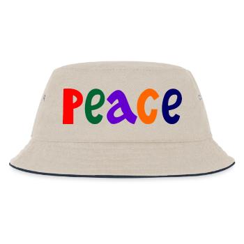 Farbige Buchstaben mit dem Wort Frieden "Frieden" - Kinder Bucket Hat - Natur/Navy - Vorne