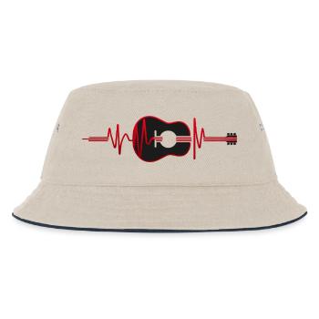 Silhouette of Guitar in a Heart Beat. - Kids’ Bucket Hat - ecru/navy - Front