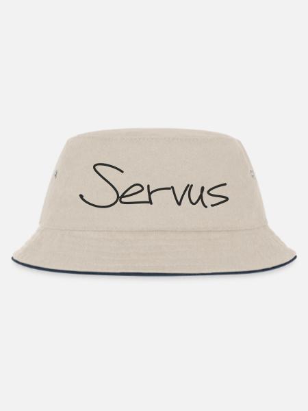 Servus – Bayerisches Textdesign für Shirts & mehr - Kinder Bucket Hat - Natur/Navy