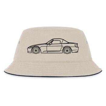 S2000 Line Silhouette – High‑Rev JDM Art - Kinder Bucket Hat - Natur/Navy - Vorne