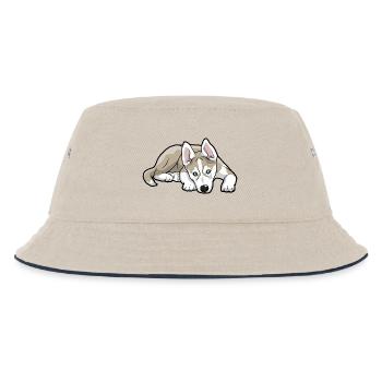 Siberian Husky Dog - Kids’ Bucket Hat - ecru/navy - Front