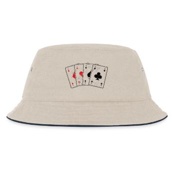 Karo- Herz- Pik- Kreuz-As Kartenspiel Poker Profi - Kinder Bucket Hat - Natur/Navy - Vorne