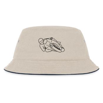 Rennmotorrad in Schräglage - von vorne, dunkel - Kinder Bucket Hat - Natur/Navy - Vorne