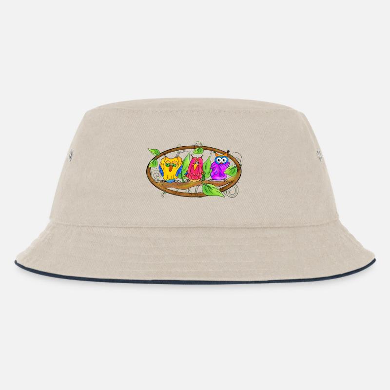 Weisheit - Eulen Edition - Kinder Bucket Hat - Natur/Navy