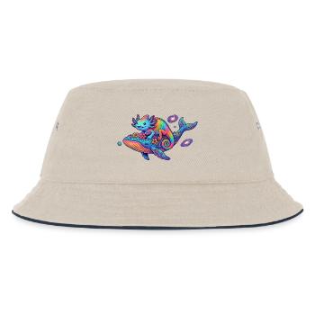 Motif fantastique amusant Cosmos néon Cosmos Caméléon et Baleine Fantastique Cool - Bob Enfant - blanc cassé/bleu marine - Devant
