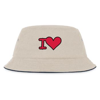 i love - Kinder Bucket Hat - Natur/Navy - Vorne