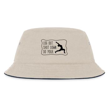 Yoga: Logout, shut down, do yoga - Kinder Bucket Hat - Natur/Navy - Vorne