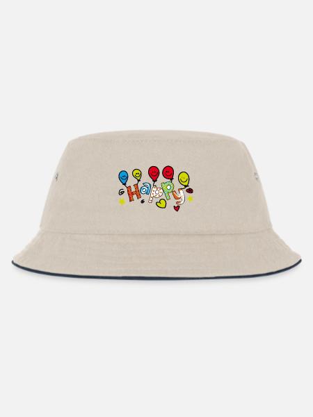 HAPPY BALLONS - Kinder Bucket Hat - Natur/Navy