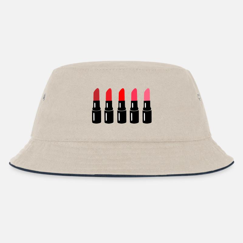 Lippenstift - Kinder Bucket Hat - Natur/Navy