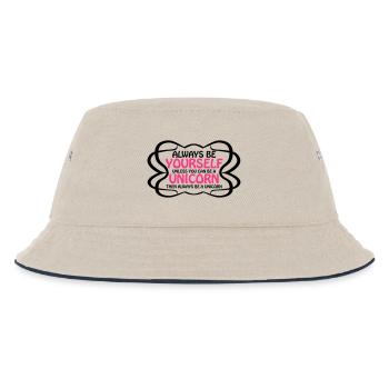 always be yourself unicorn funny text logo - Kinder Bucket Hat - Natur/Navy - Vorne