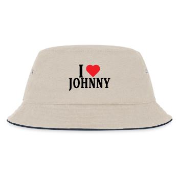 Name T-Shirt I love Johnny T-Shirt Geschenkidee - Kinder Bucket Hat - Natur/Navy - Vorne